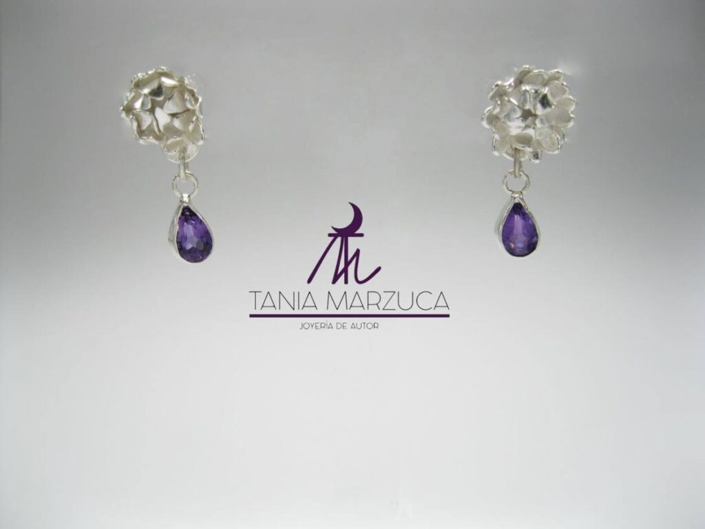 Aretes "Crisantemo" con Amatistas